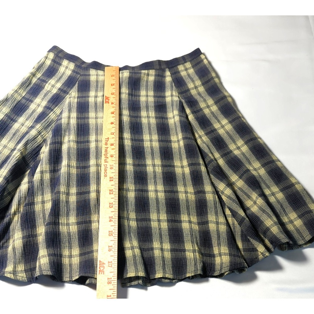 Ann Taylor Skater Mini Skirt 6 Swing Blue Plaid Button Front Playful Coquette - Picture 6 of 7